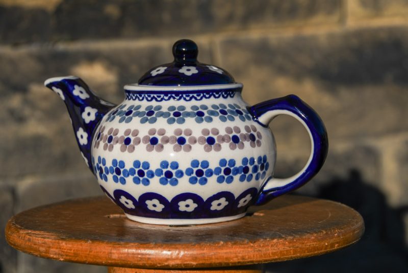 Polish Pottery Spotty Flowers Small Teapot by Ceramika Manufaktura