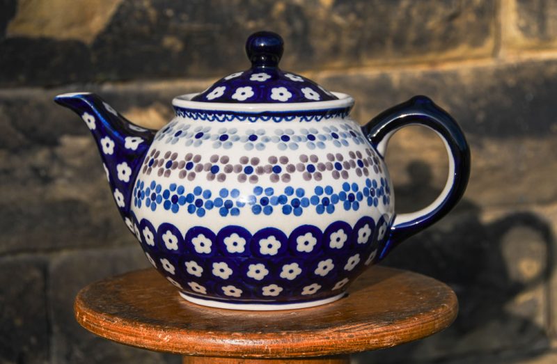 Polish Pottery Spotty Flowers Teapot for Two by Ceramika Manufaktura.